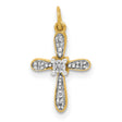 .03ct Diamond Cross Charm Pendant in Real 10k Multi-Tone Gold