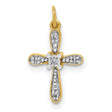 .03ct Diamond Cross Charm Pendant in Real 14k Multi-Tone Gold