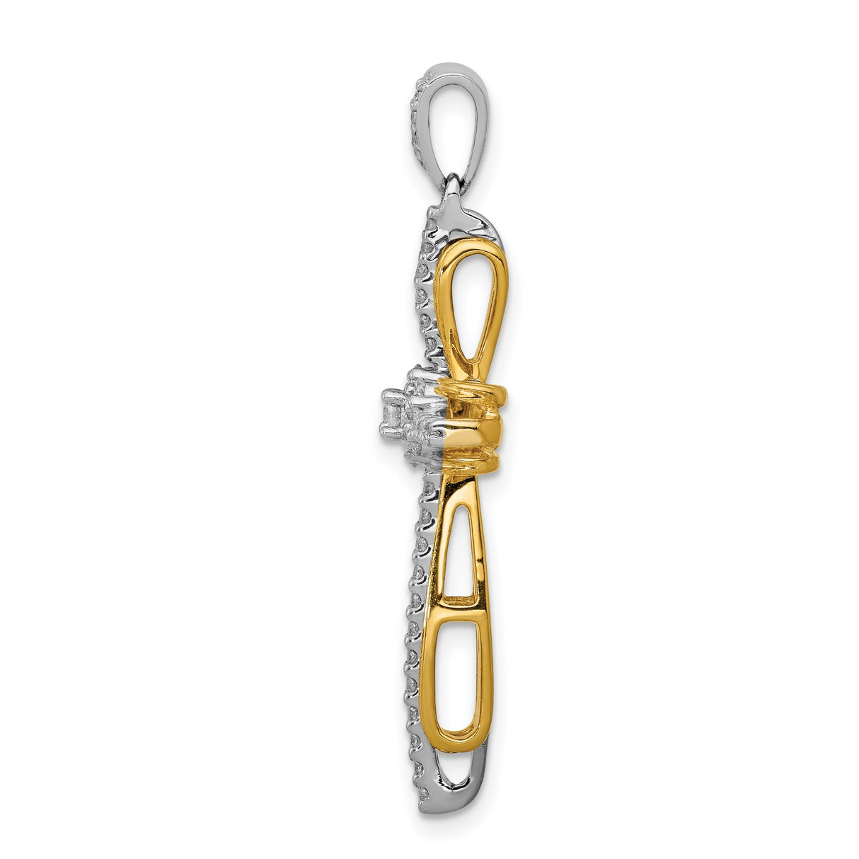 1/3ct Diamond Passion Cross Charm Pendant in Real 14k Multi-Tone Gold