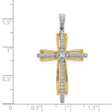 1/3ct Diamond Passion Cross Charm Pendant in Real 14k Multi-Tone Gold