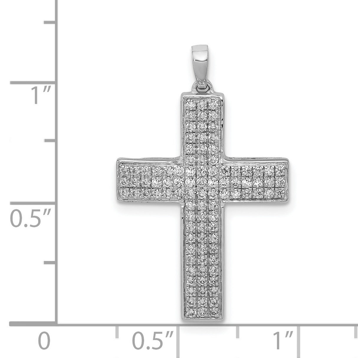 1/2ct Diamond Latin Cross Charm Pendant in Real 14k White Gold