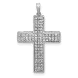 1/2ct Diamond Latin Cross Charm Pendant in Real 14k White Gold