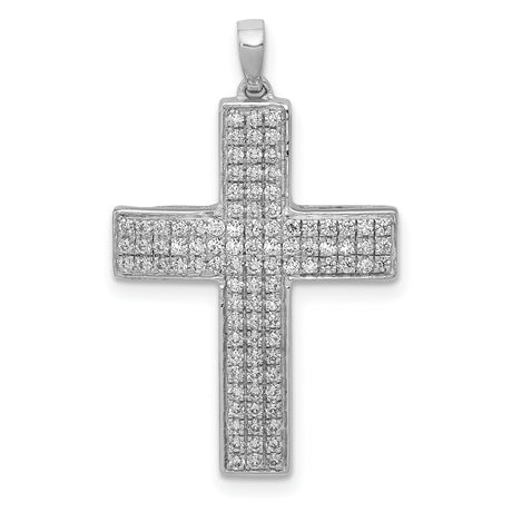 1/2ct Diamond Latin Cross Charm Pendant in Real 14k White Gold