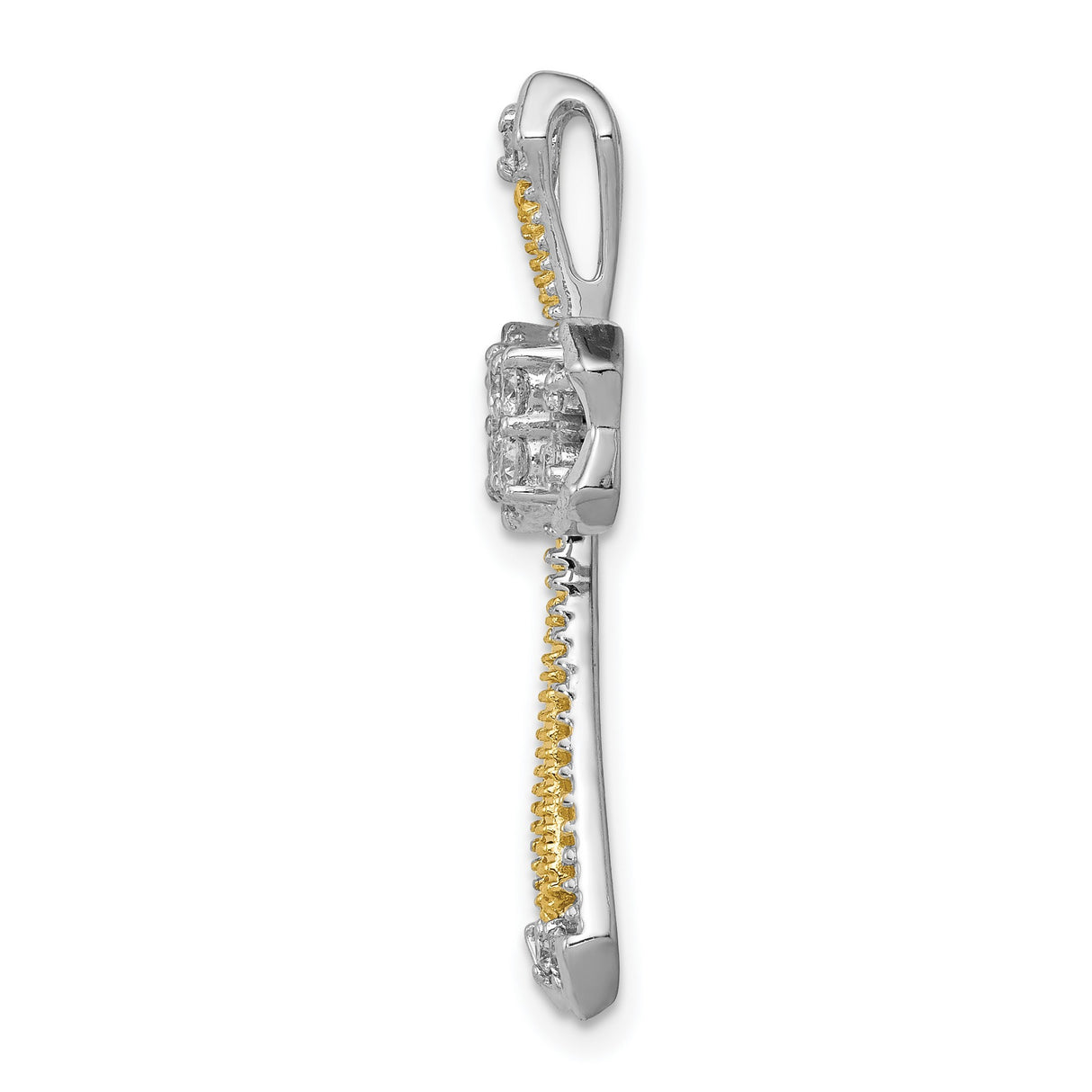 1/3ct Diamond Cross Chain Slide Charm Pendant in Real 14k Multi-Tone Gold