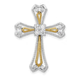 1/3ct Diamond Cross Chain Slide Charm Pendant in Real 14k Multi-Tone Gold