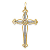 1/4ct Diamond Fancy Budded Cross Charm Pendant in Real 14k Yellow Gold