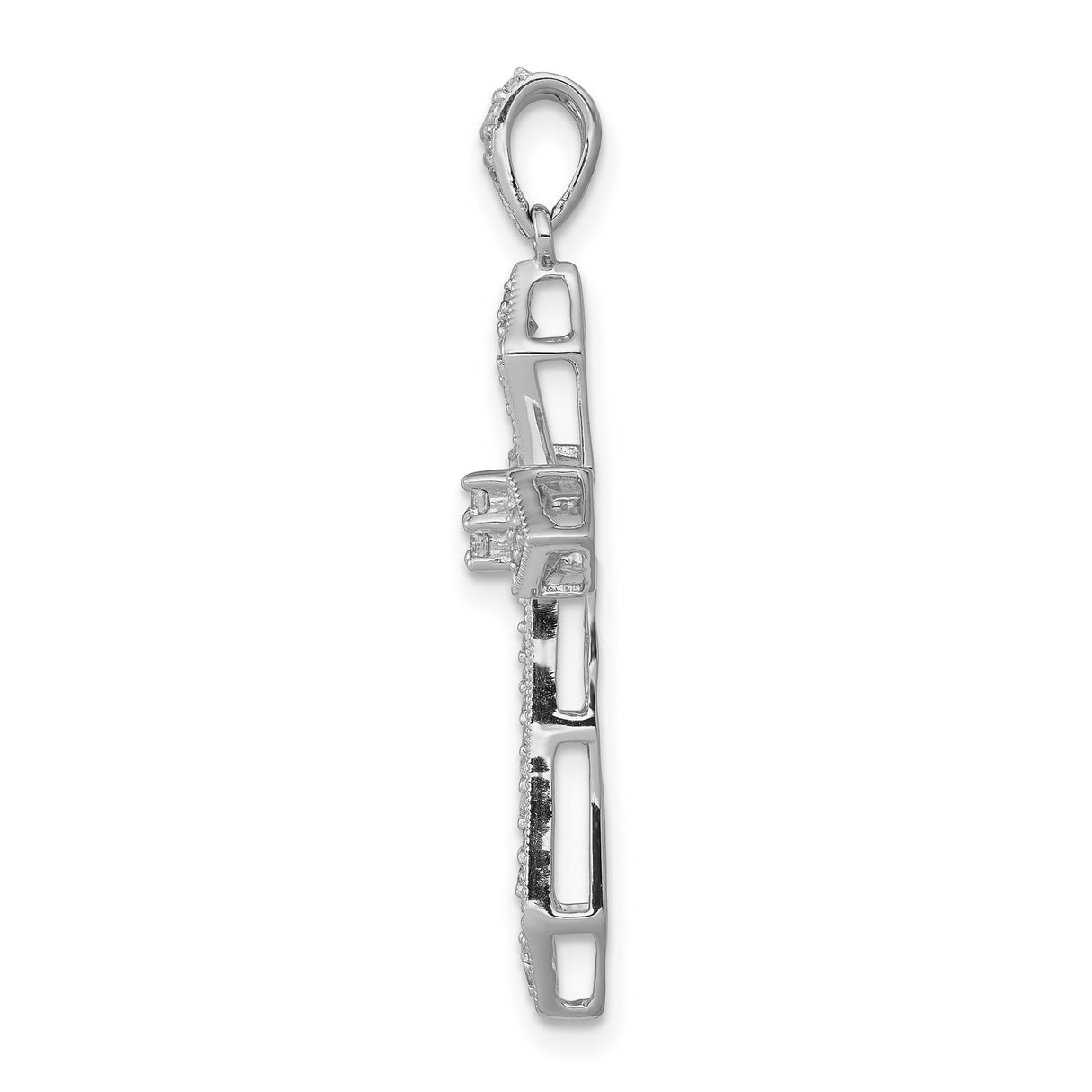 1/3ct Diamond Passion Cross Charm Pendant in Real 14k White Gold