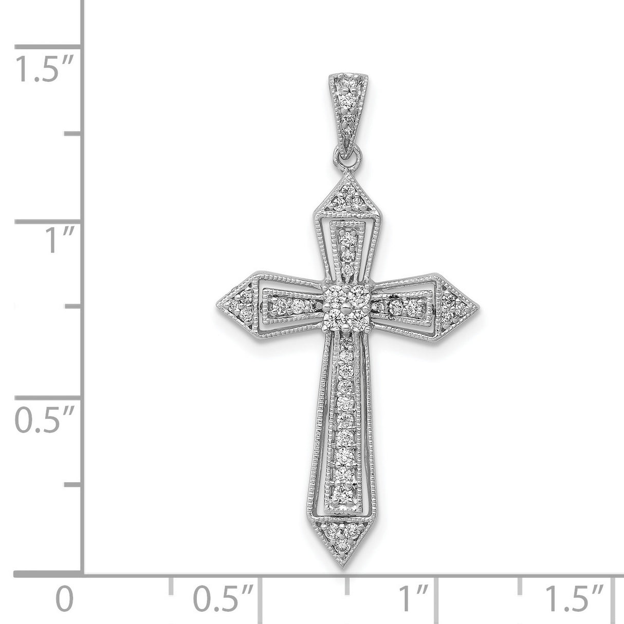 1/3ct Diamond Passion Cross Charm Pendant in Real 14k White Gold