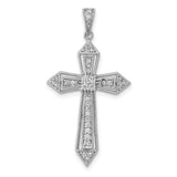 1/3ct Diamond Passion Cross Charm Pendant in Real 14k White Gold