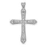 1/3ct Diamond Cross Charm Pendant in Real 14k White Gold