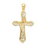 1 20ct Diamond Cross Charm Pendant in Real 10k Yellow Gold