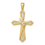 1 20ct Diamond Cross Charm Pendant in Real 10k Yellow Gold