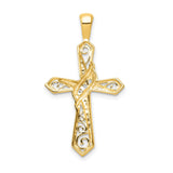 1/20ct Diamond Cross Charm Pendant in Real 14k Yellow Gold