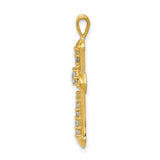 14k Yellow Gold Cross Pendant with Diamonds, Sleek Tapered Religious Design for Men and Women