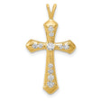 14k Yellow Gold Cross Pendant with Diamonds, Sleek Tapered Religious Design for Men and Women
