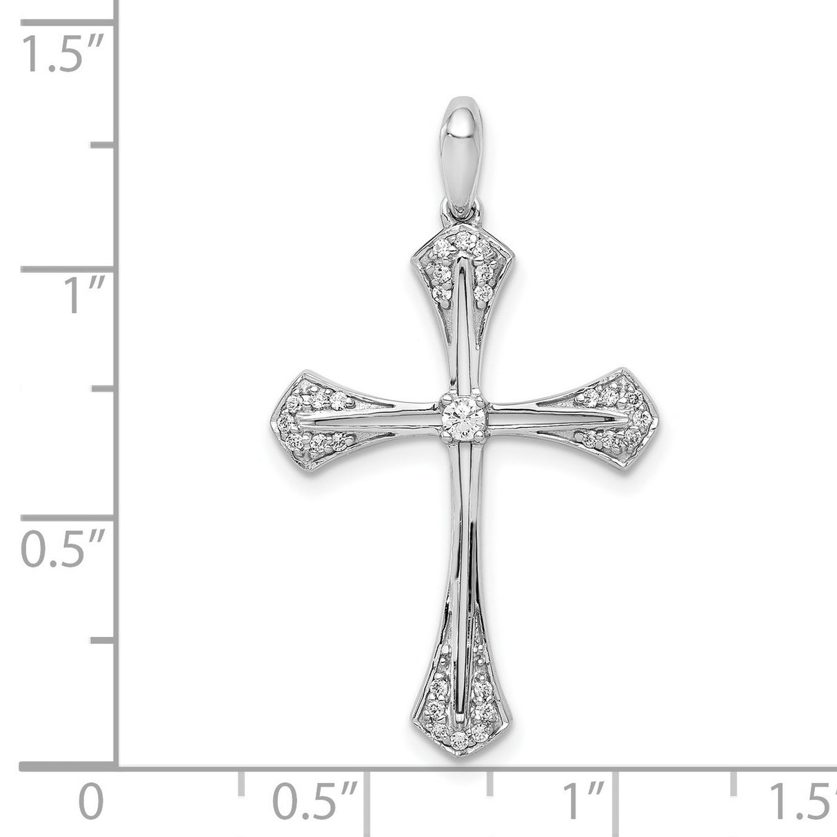 1/6ct Diamond Cross Charm Pendant in Real 14k White Gold