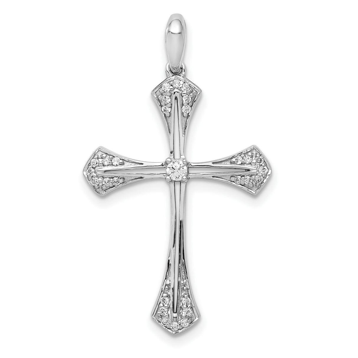 1/6ct Diamond Cross Charm Pendant in Real 14k White Gold