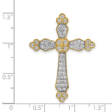 14k Yellow Gold Diamond Cross Pendant with Milgrain and Polished Finish