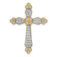 14k Yellow Gold Diamond Cross Pendant with Milgrain and Polished Finish