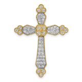 14k Yellow Gold Diamond Cross Pendant with Milgrain and Polished Finish