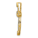 1/4ct Diamond Budded Cross Chain Slide Charm Pendant in Real 14k Yellow Gold