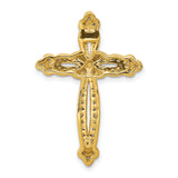 1/4ct Diamond Budded Cross Chain Slide Charm Pendant in Real 14k Yellow Gold