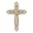 1/4ct Diamond Budded Cross Chain Slide Charm Pendant in Real 14k Yellow Gold