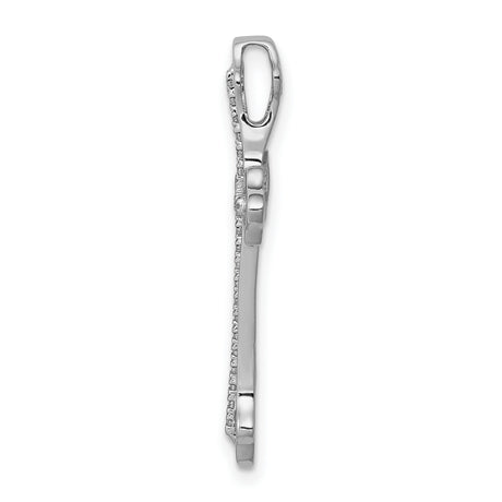 14k White Gold Cross Pendant with Diamond Accents, Modern Faith Design for Men and Women