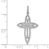 1/4ct Diamond Fancy Cross Charm Pendant in Real 14k White Gold