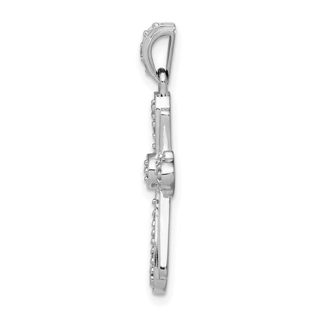 1/10ct Diamond Cross Charm Pendant in Real 14k White Gold