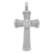 14k White Gold Cross Pendant with Diamond Cluster Pavé Setting, Religious Jewelry for Men and Women