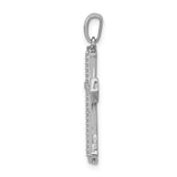 10k White Gold Diamond Cross Pendant with Channel Setting, Geometric Design, Christian Jewelry