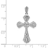 1/3ct Diamond Fancy Cross Charm Pendant in Real 14k White Gold