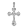 1/3ct Diamond Fancy Cross Charm Pendant in Real 14k White Gold