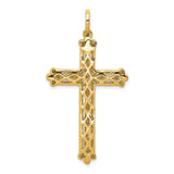 14k Yellow Gold Cross Pendant with Diamond Accents, Budded Filigree Design