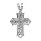 14k White Gold Cross Pendant with Diamond Accents, Modern Religious Unisex Design