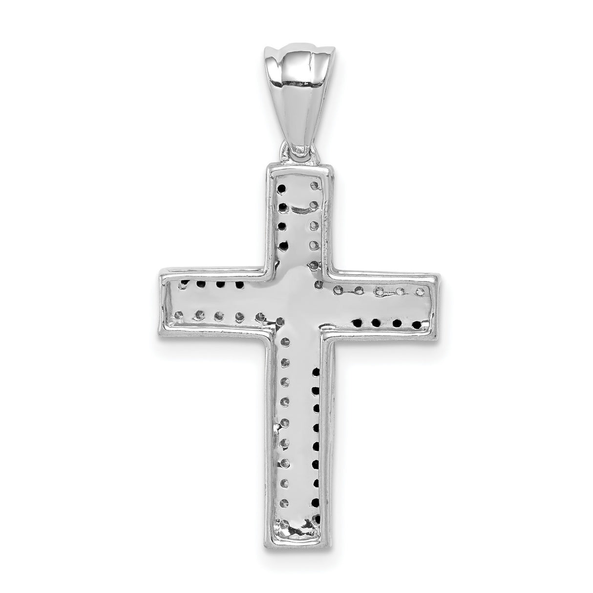 1/5ct Black and White Diamond Cross Charm Pendant in Real 14k White Gold