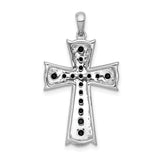 5/8ct Black Diamond Cross Charm Pendant in Real 14k White Gold