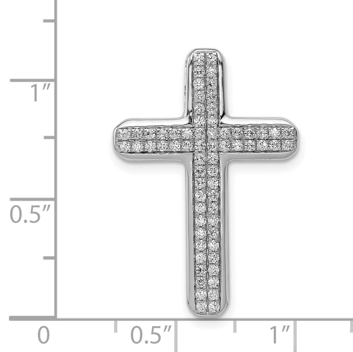 1/2ct Diamond Latin Cross Chain Slide Charm Pendant in Real 14k White Gold