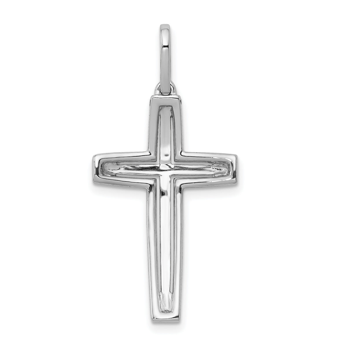 Diamond Cross Charm Pendant in Real 14k White Gold