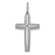 Diamond Cross Charm Pendant in Real 14k White Gold