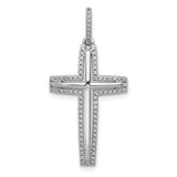 Diamond Cross Charm Pendant in Real 14k White Gold