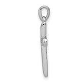 14k White Gold Diamond Cross Pendant, Small Polished Faith Charm for Men and Women