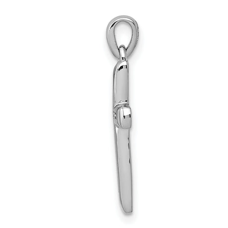 14k White Gold Diamond Cross Pendant, Small Polished Faith Charm for Men and Women