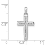14k White Gold Diamond Cross Pendant, Small Polished Faith Charm for Men and Women