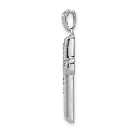 10k White Gold Cross Pendant with Round Cut Diamonds, Bold Religious Jewelry for Men and Women