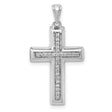 10k White Gold Cross Pendant with Round Cut Diamonds, Bold Religious Jewelry for Men and Women