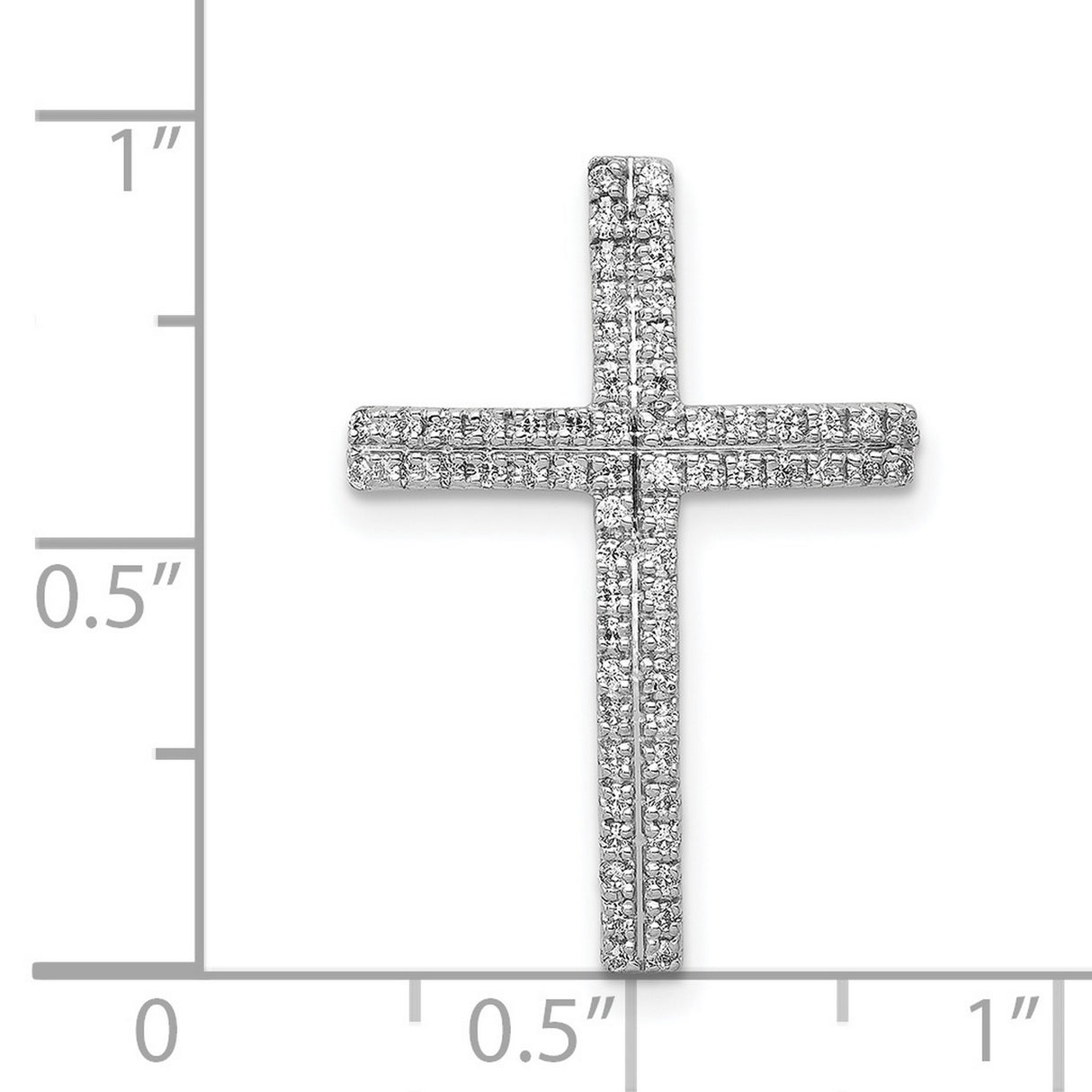 1/4ct Diamond Cross Chain Slide Charm Pendant in Real 14k White Gold