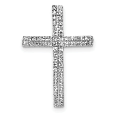 1/4ct Diamond Cross Chain Slide Charm Pendant in Real 14k White Gold