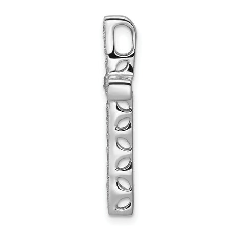 10k White Gold Cross Pendant with Channel Set Diamonds, High Polish Religious Jewelry